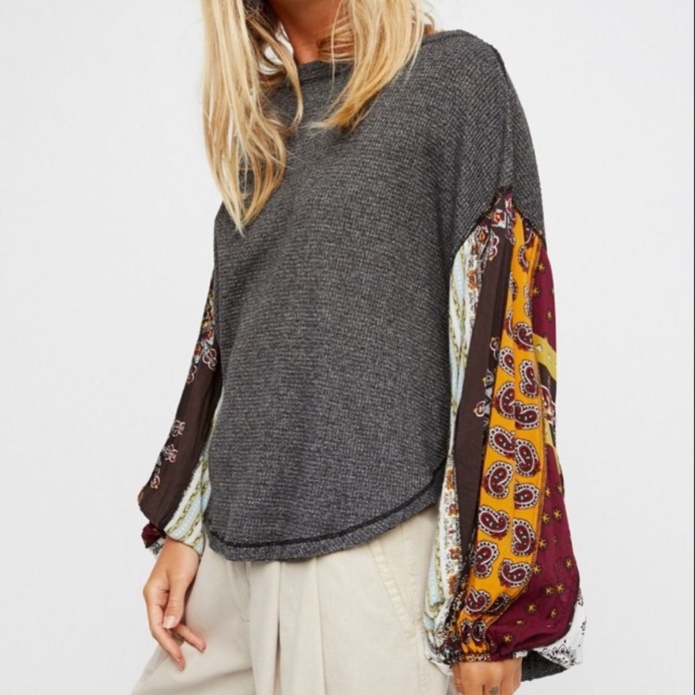 Free People Blossom Balloon Sleeve Boho Thermal